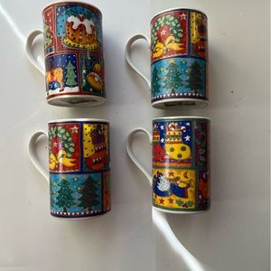 4 Vintage DUNOON SCOTLAND Winter Holiday COFFEE MUGs design by Jane Brookshaw!